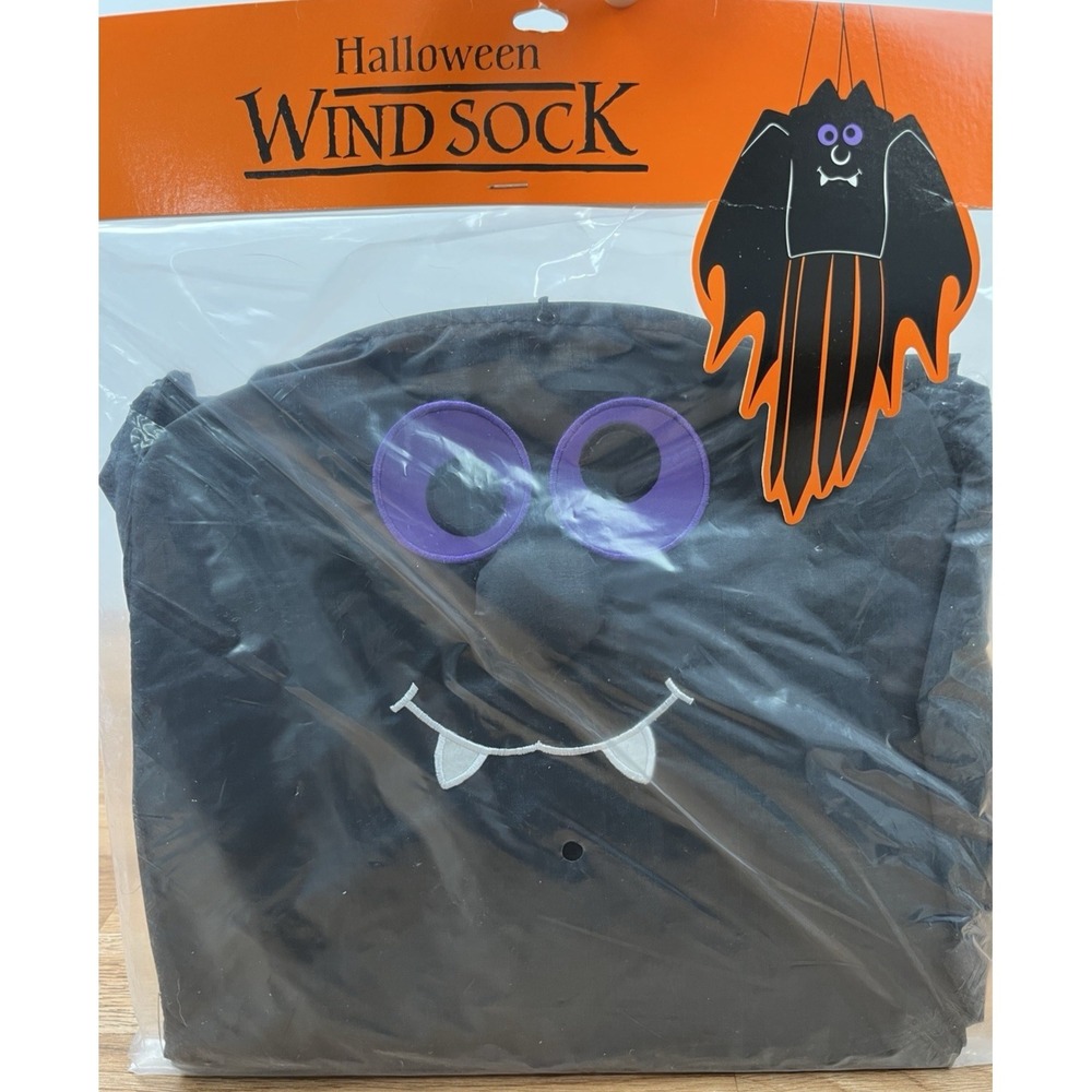 Vintage Hallmark Halloween Boo Bazaar Large Wind Sock Bat NEW in Package